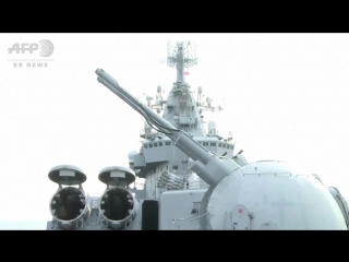 Off syrian coast, russian warship backs up air campaign