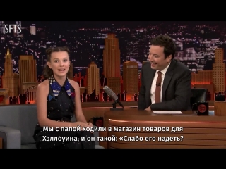 [rus sub] millie bobby brown is freaked out by grown men dressing up as eleven