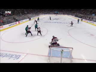 Joe pavelski back in the lineup redirects brent burns point shot (720p)