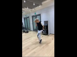 Ten dancing cutely to baby shark with his fluffy blond hair bouncing around peak adorableness