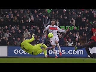 Beckham passeur pour le but d'ibrahimovic (90' +3) stade rennais fc psg (0 2) / 2012 13