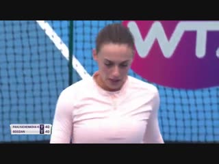 Ana bogdan is pushed all around the court and chases the drop shot down for the winner! shenzhenopen