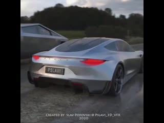 Cybertruck and tesla roadster 2020