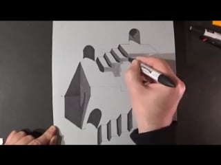 Drawing three dimensional space, stairs illusion