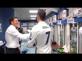 Cristianos bayern hat trick celebrations in the dressing room!