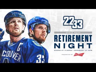 Daniel and henrik sedin jersey retirement ceremony (feb 12, 2020)