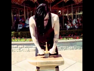 Axia and yu phoenix trying to get the sword out of the stone 😝 #dnr #disneyland