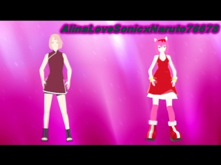 (mmd) (sonicxnaruto) amy rose and sakura haruno {freeky}