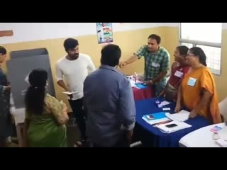 Megastarchiranjeevi, mega power star ramcharan and family at polling booth to cast their votes elections2019