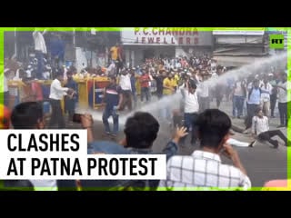 Indian police deploy water cannons to disperse protest in patna