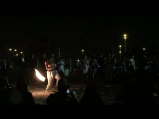 Public long beach rope dart closing show