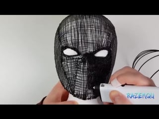 3d pen making black panther mask with 3dsimo/ 3д ручка шлем черной пантеры