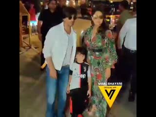 Shahrukhkhan with gauri son abram today for aradhyabachchan birthday bash viralbhayani @viralb