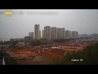 Time lapse video construction of wuhan huoshenshan hospital completed mp4