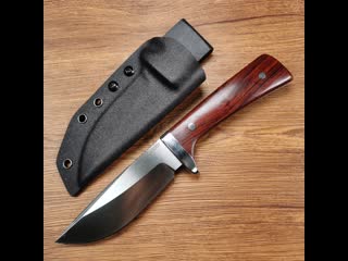 Kubey ku160a fixed blade knife wood handle d2 steel #homersteel knife