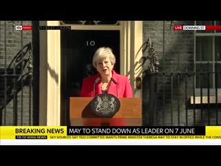 Theresa mays voice breaks as she ends her resignation speech