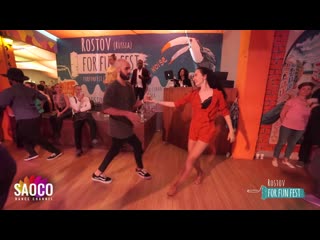 Samuel funflow and renata sakaeva salsa dancing at rostov for fun fest (russia), saturday (sc)
