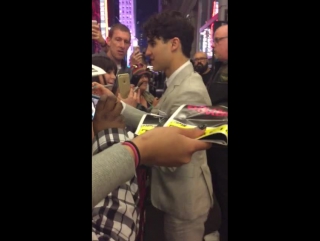 Darren criss signing for the mob of fans outside the belasco theatre in nyc after his 4/29/15 debut as hedwig in hedwig and the