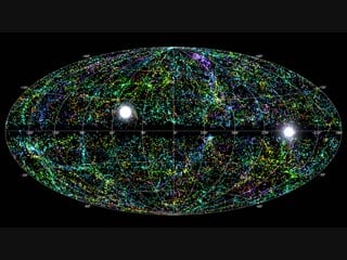 Animation illustrating the random appearance of fast radio bursts on the sky