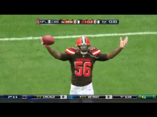 Browns karlos dansby picks off broncos peyton manning