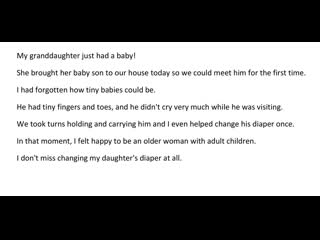 Mini stories | story 52 my grandaughter had a baby! | 52 a