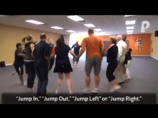 Group energiser, warm up, fun game jump in jump out