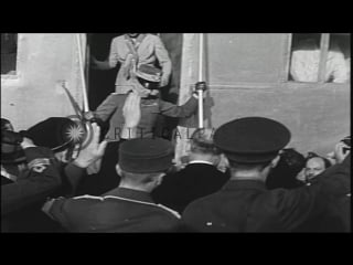 King victor emanuel iii inspects german graf zeppelin as it lands in rome, italy hd stock footage