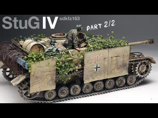 1/35 stug iv camouflaged with plants part 2 tamiya tank model [ painting weathering]
