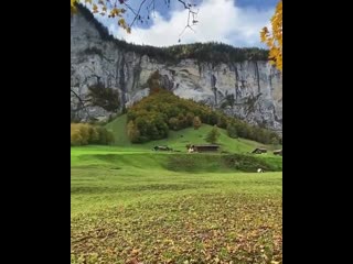 Walk through paradise valley in lauterbrunnen, switzerland