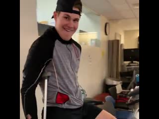 Just three days after undergoing major hip surgery, jesse puljujärvi is back at it