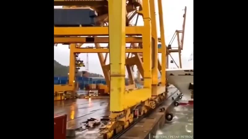 Ferry crashes into a loading dock in barcelona causing a fire