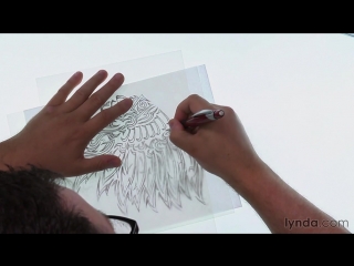 Lynda artist at work native american tribal illustration 005 sketching downy feathers in the tribal style