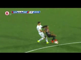 Soccer player throws soccer cleat at other player