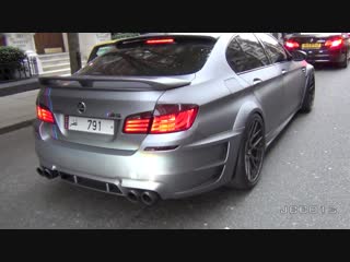 Arab hamann bmw m5 f10 w akrapovic exhaust start and driving scenes