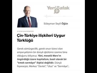 Süleyman seyfi öğün çin türkiye ilişkileri uygur türklüğü 07 01 2019