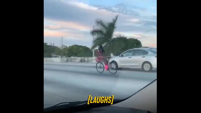 На велосипеде ездит задом наперёд по проезжей части только идиот