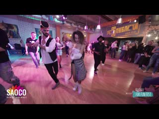 Samuel funflow, sophia adalis, mambo brown animation dancing at rostov for fun fest (russia), friday