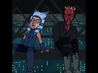 Ahsoka tano and darth maul gaze out onto the siege of mandalore as the republic crumbles around them