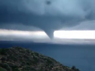 Huge waterspout in methana, ε peloponnese, greece, 21 september 2015