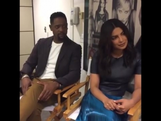 Priyanka chopra blair underwood backstage at gma interview