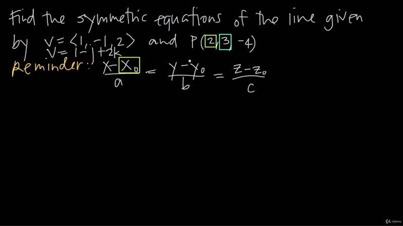 [04 partial derivatives lines and planes] 020 symmetric equations of a line