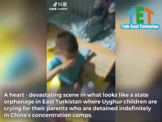 A heart devastating scene in what looks like a state orphanage in east turkistan where uyghur porn are crying for their pare