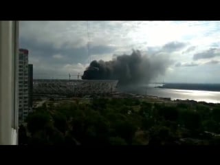 Пожар на стадионе в волгограде