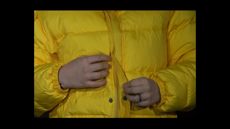 Sexy mara trying on her new yellow down jacket and her lifevest in  combination with a sexy shiny black rain pants and rubber boo porn video on  BrownPorn