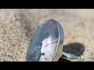Blue moss agate ring
