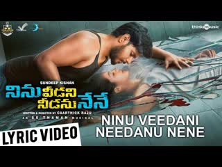 Ninu veedani needanu nene ninu veedani needanu nene lyric sundeep kishan anya singh