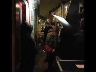 Sam and cait on set bts for outlander s3