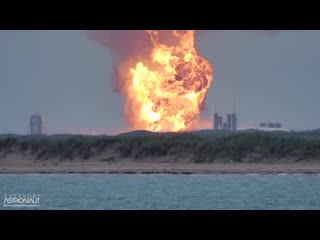 Massive explosion of a spacex starship prototype (sn4) at boca chica texas