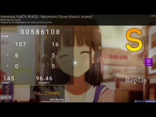 Osu!|harumachi clover [karia's insane] dt fc ☆➢☆ % (170pp)