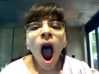 Girl yawning with big mouth